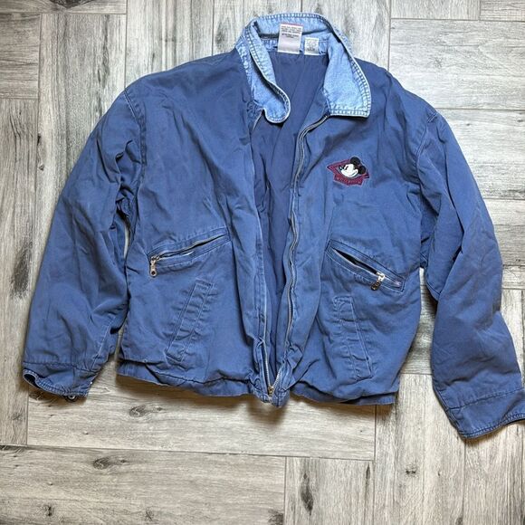 Mickey INC Womens Blue Embroidered Long Sleeve Denim Canvas Jacket Size Small - Picture 1 of 14